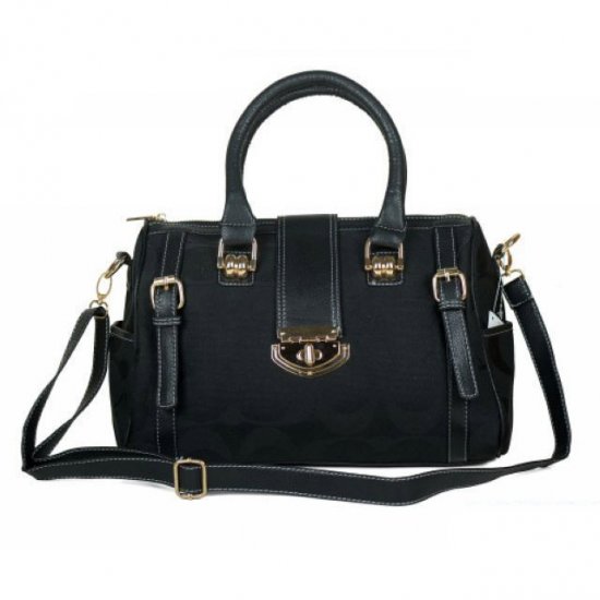 Coach Willis Lock Logo Signature Medium Black Luggage Bags BRH Coach Willis Lock Logo Signature Medium Black Luggage Bags BRH